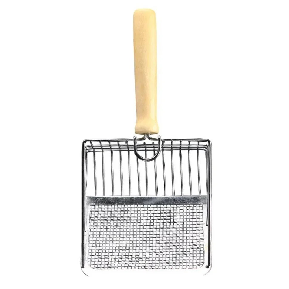 Wooden Handle Stainless Steel Cat Litter Scoop – Low-Dust & Easy Clean
